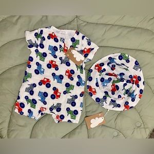 Angel Dear Romper & Hat - Tractor